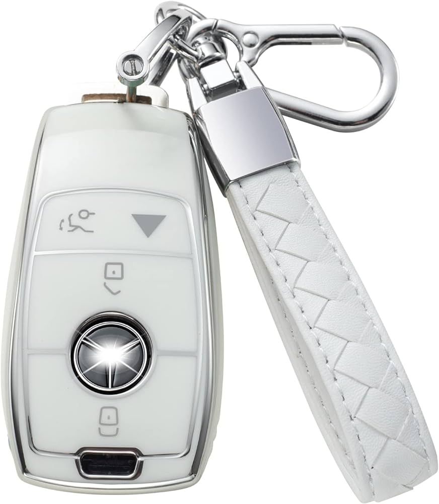 Compatible with Mercedes Benz Key Fob Cover with Leather Lanyard, Car Key Case Shell Protection f... | Amazon (US)