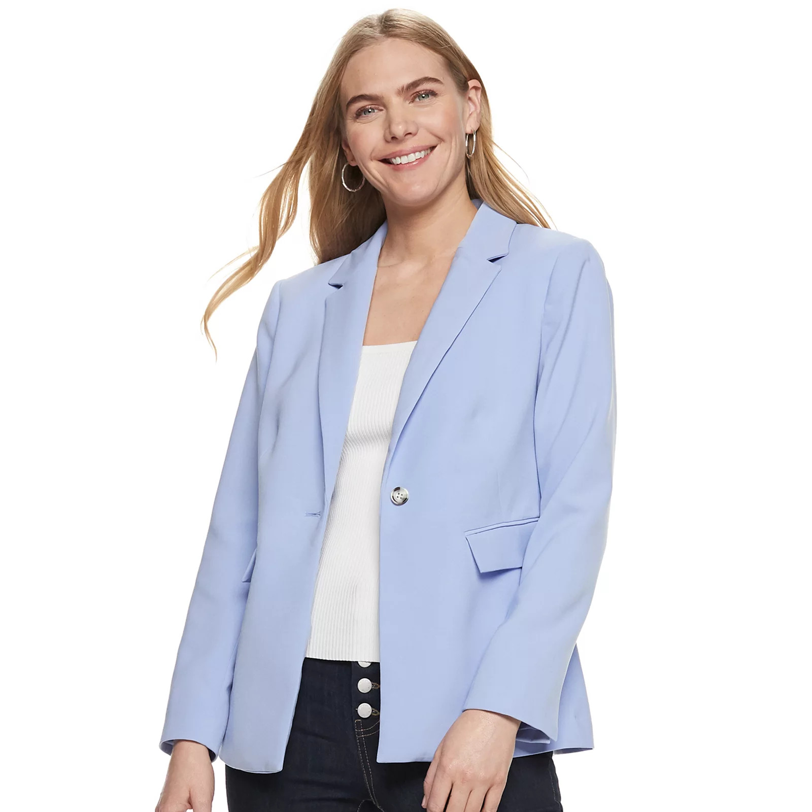 Women's Nine West The Bold Blazer, Size: 18, Light Blue | Kohl's