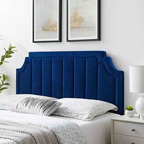 Modway Alyona Channel Tufted Performance Velvet Twin Headboard in Navy | Amazon (US)