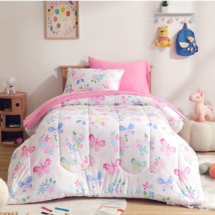 Pinky with some butterflies makes it girly but with a toddler to kids look. Can style the room with different textures of types of their favorite toys - decor- furniture with endless possibilities! 

#LTKCyberWeek #LTKKids #LTKHoliday