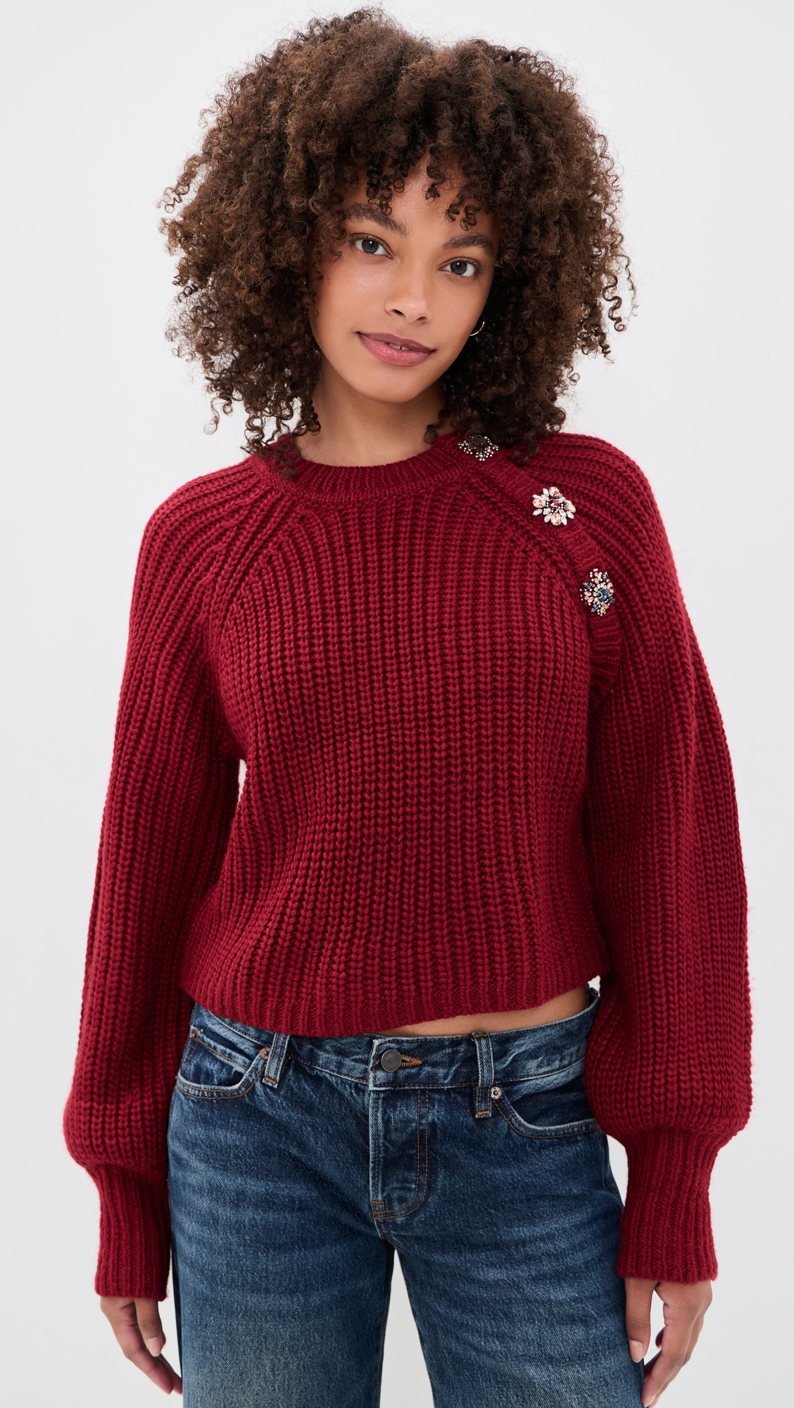 Cinq à Sept Keren Baroque Embellished Pullover berrywine L | Shopbop