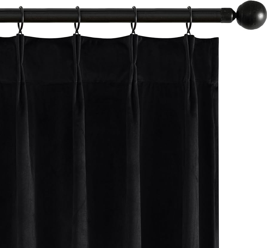MIULEE Pinch Pleated Black Velvet Blackout Curtains 108 inches Long, Thermal Insulated Pinch Plea... | Amazon (US)