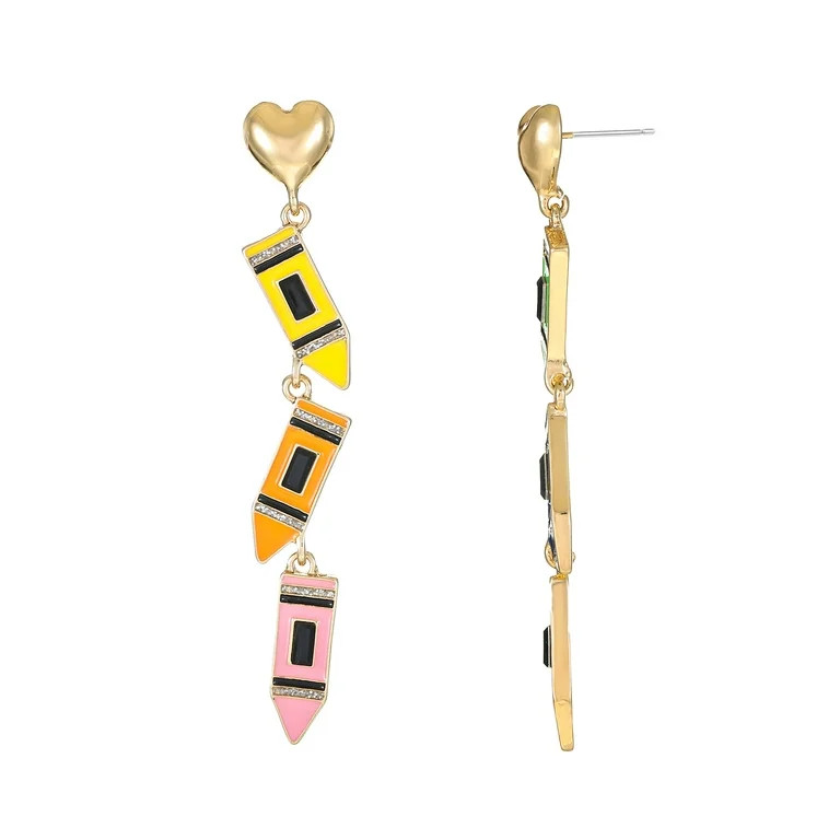 Packed Party Goldtone Color Outside the Lines Crayon Earrings | Walmart (US)