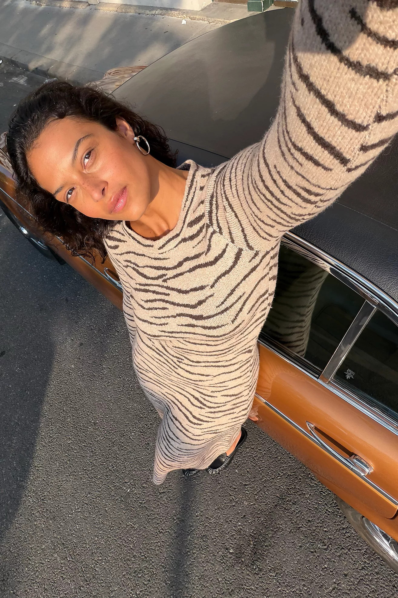 Siempre Animal Print Sweater Midi Dress | Anthropologie (US)