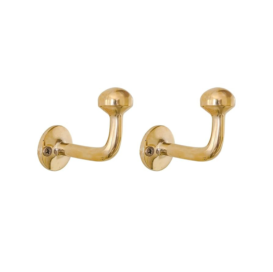 Set of 2 Brass Wall Hooks for Hanging, Handmade Decorative Coat Hanger | Heavy Duty Brass Hooks f... | Amazon (US)