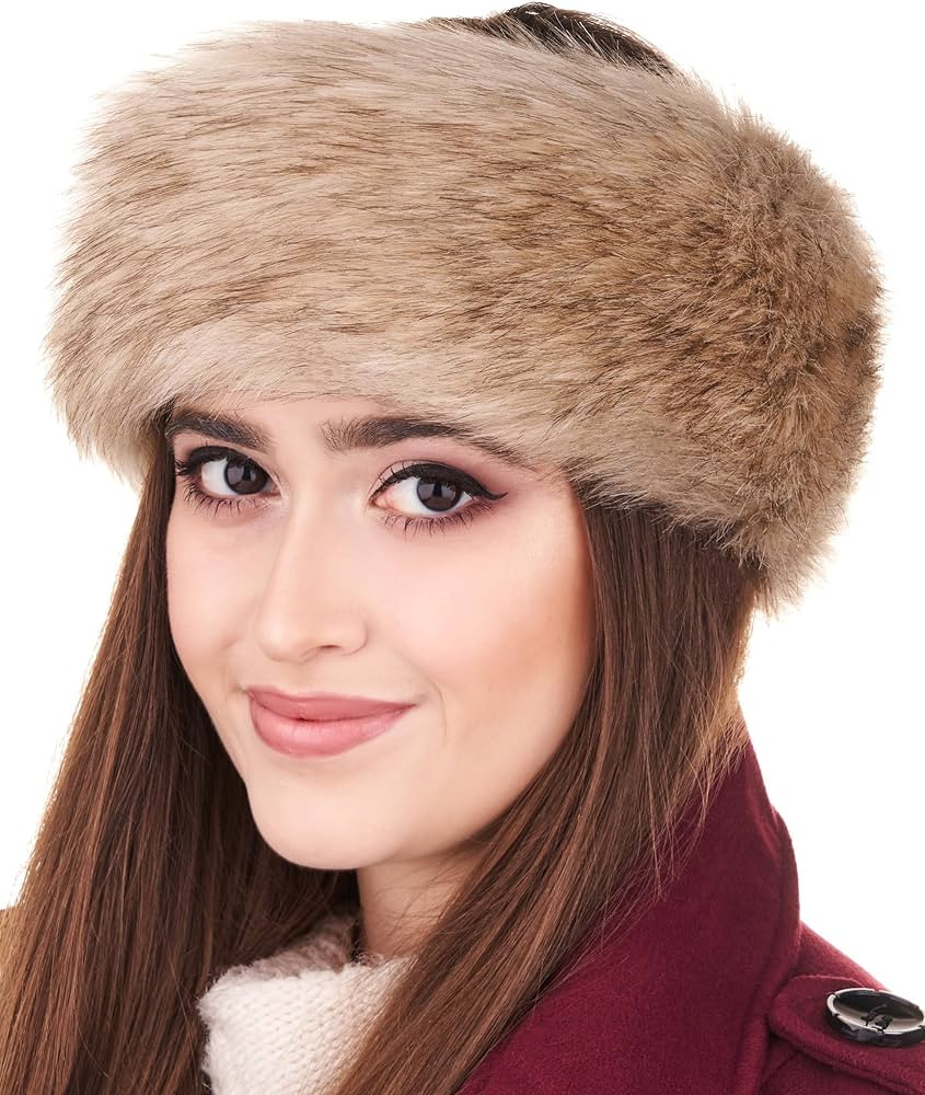 Futrzane Classic Headband - Faux Fur Headbands for Women - Furry Band for Winter - Size L (Gold C... | Amazon (US)