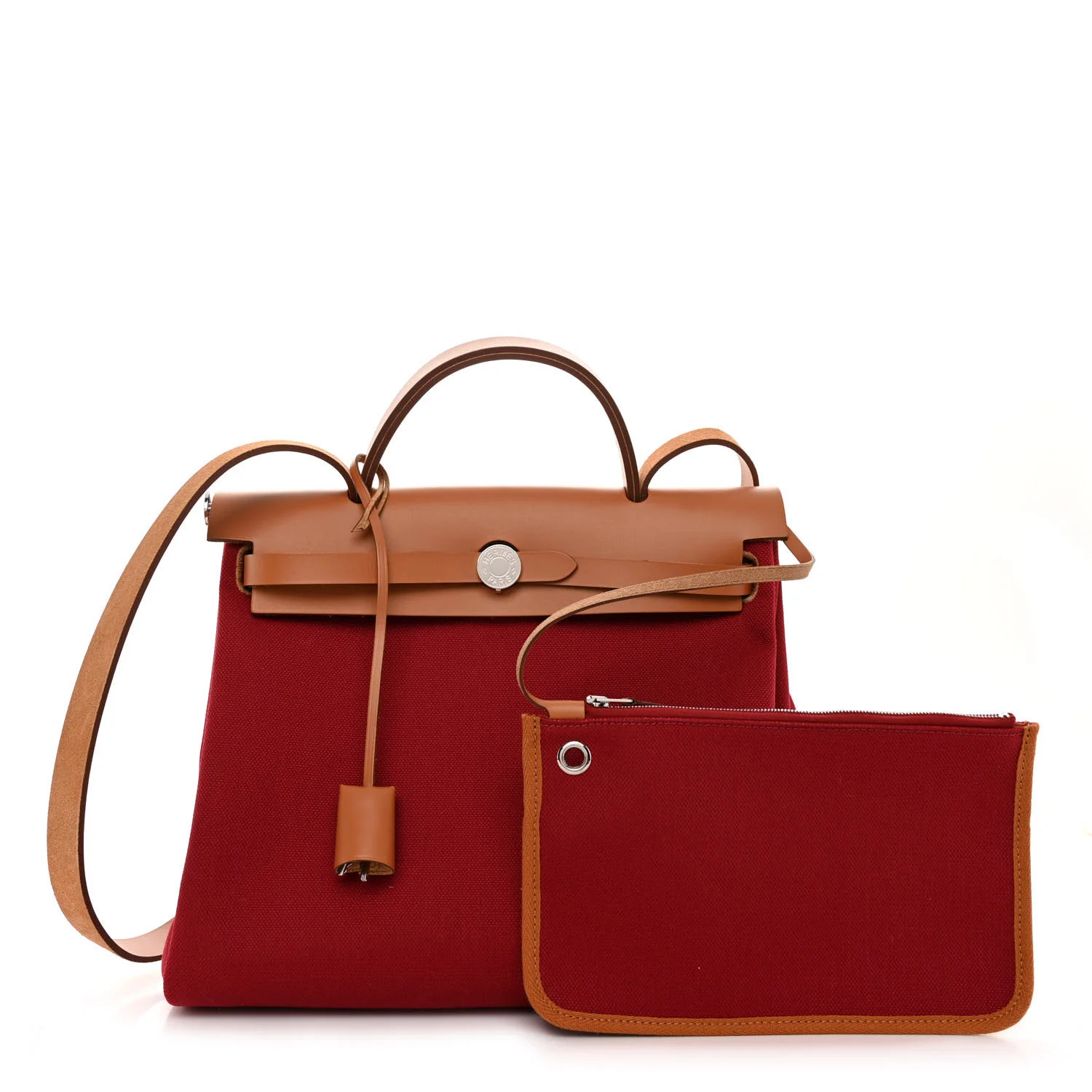 Vache Hunter Toile Herbag Zip 31 PM Rouge Grenat Natural | FASHIONPHILE (US)