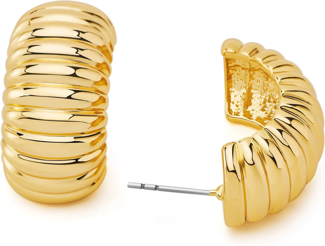 Polished Twisted Stud Earrings for Women Gold Silver Chunky Stud Earrings for Birthday Jewelry | Amazon (US)