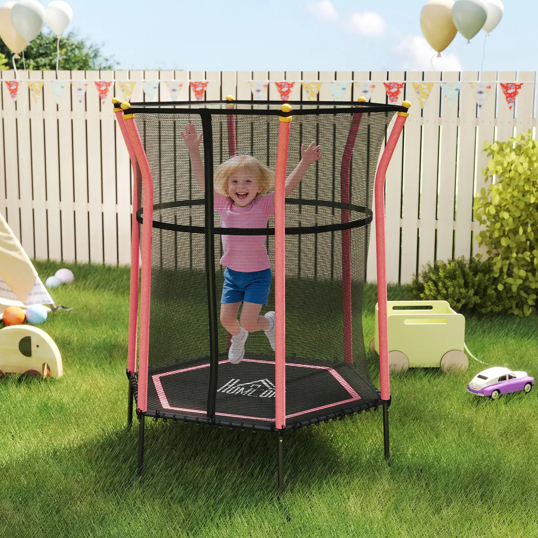 Outdoor Toys | 5.4FT Kids Trampoline With Enclosure Indoor Outdoor | HOMCOM | Debenhams UK