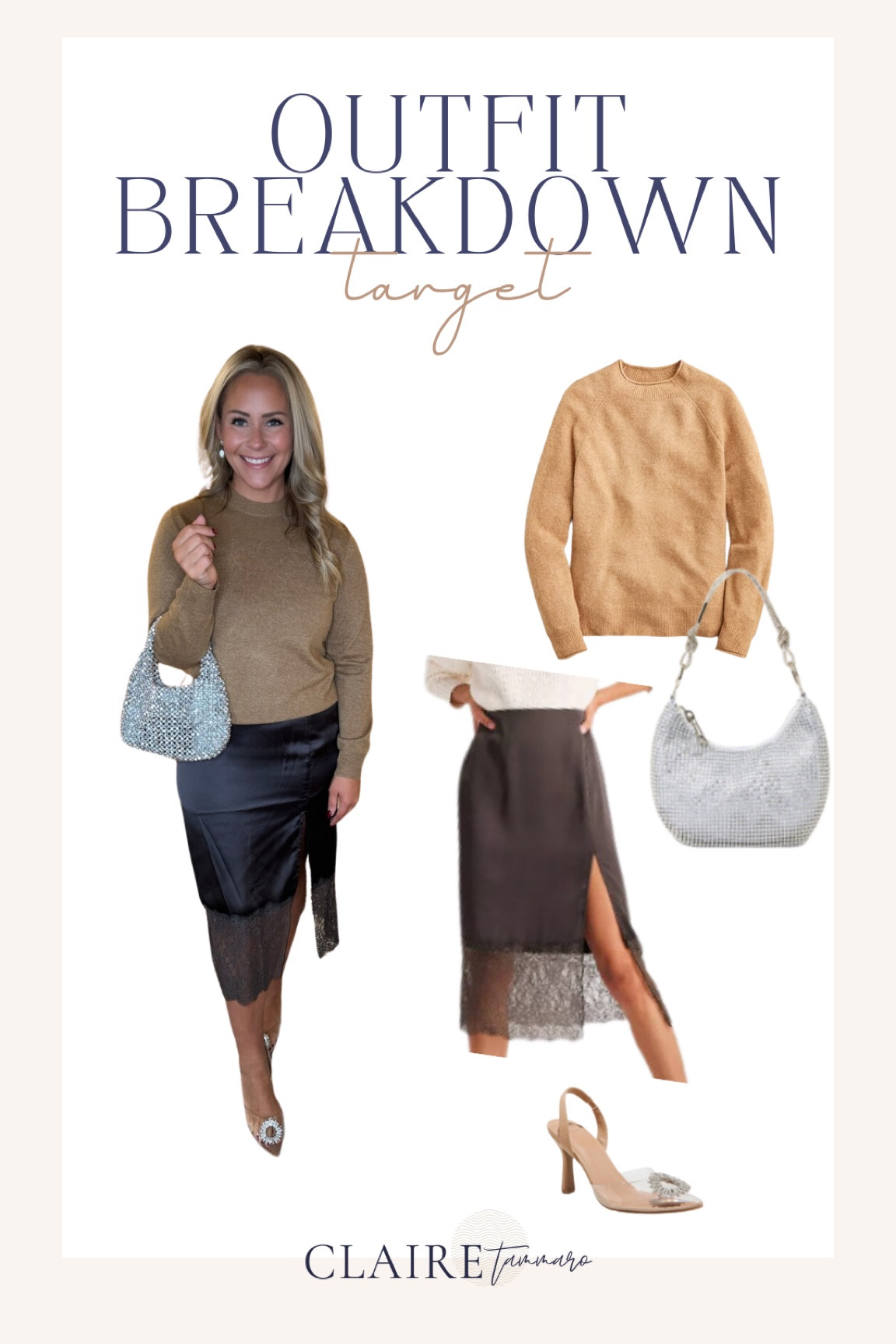 Camel sweater, lace midi slip skirt, sparkly silver bag and holiday heels all from Target 🎯

#LTKstyletip #LTKfindsunder50 #LTKmidsize