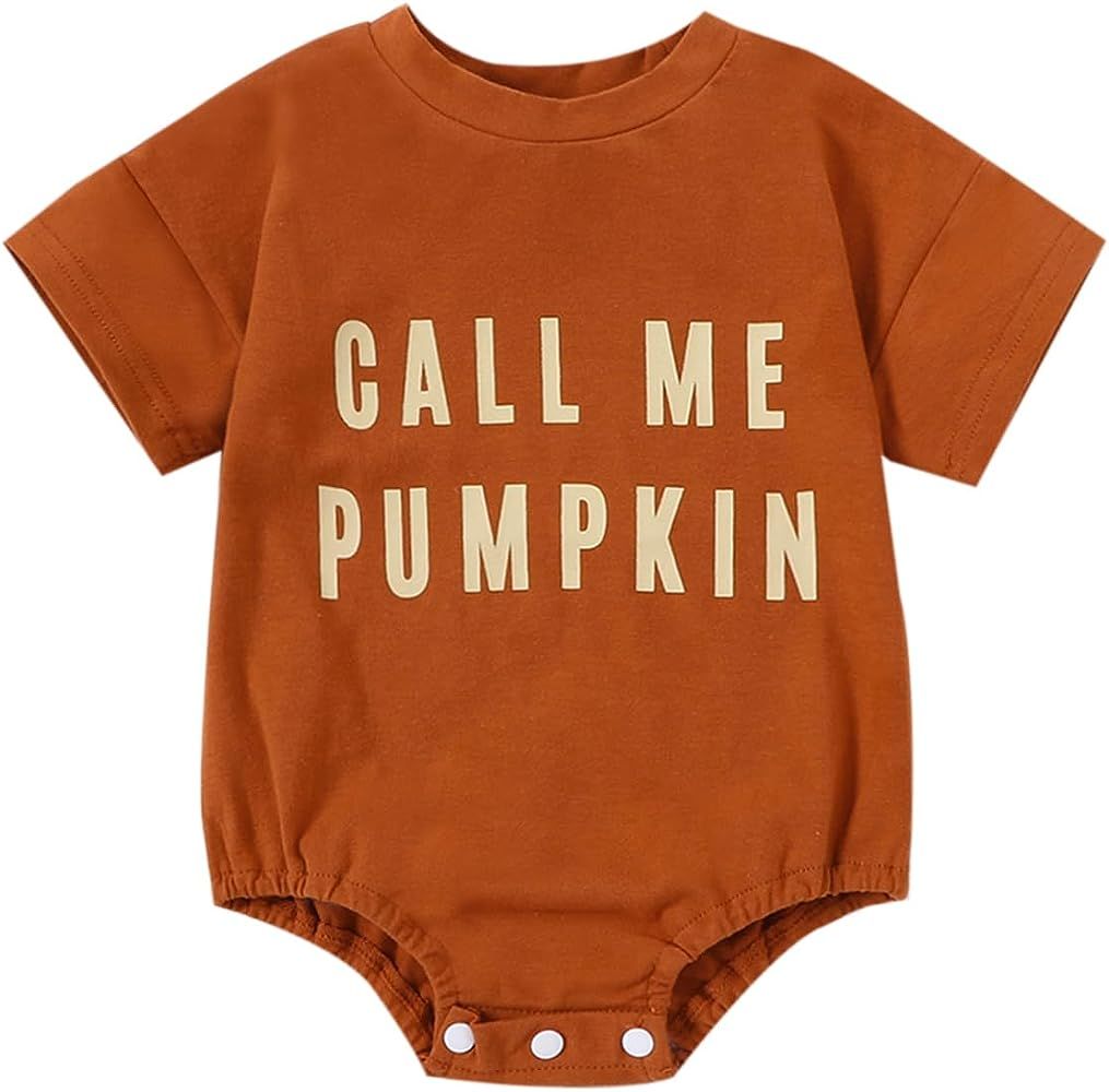MoZiKQin Baby Boy Girl Halloween Outfit They Call Me Pumpkin Oversized Romper Onesie Shirt Cute B... | Amazon (US)
