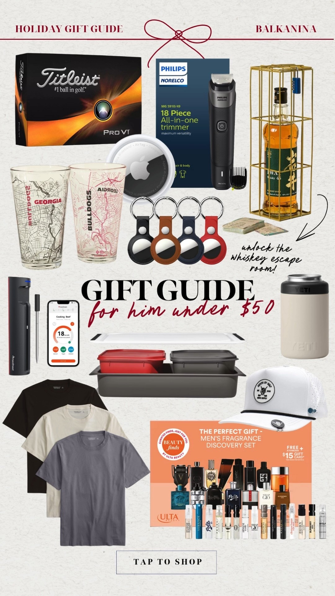 Gift guide for him under $50! Everything the men in your life actually want, and at affordable prices! Perfect for the chef, sports guy, golfer, etc! 

Gift guide for him, gifts under $50, gifts for husband, Christmas gifts for him, gifts for boyfriend, gifts for dad 

#LTKMens #LTKFindsUnder50 #LTKGiftGuide