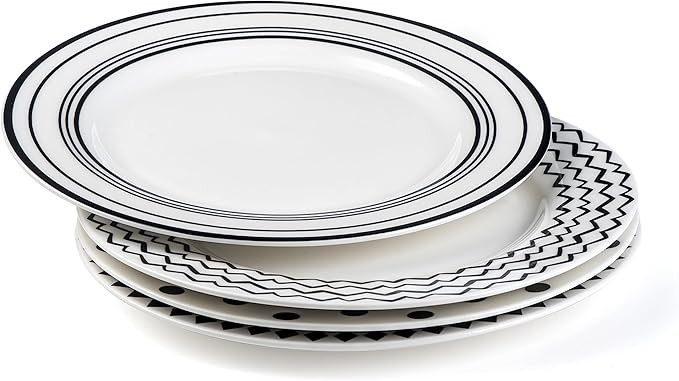 Porcelain Dinner Plates Set of 4,Ceramic Salad Plates,8 inch Kitchen Plates for Steak,Pasta,Appet... | Amazon (US)