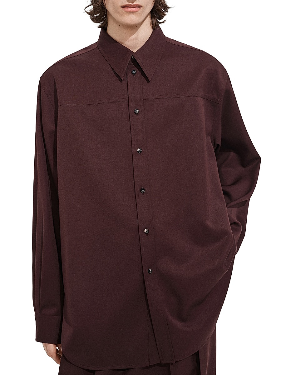 Men's Wool Oversized Button-Front Shirt - Caiman - Size 42 | Saks Fifth Avenue