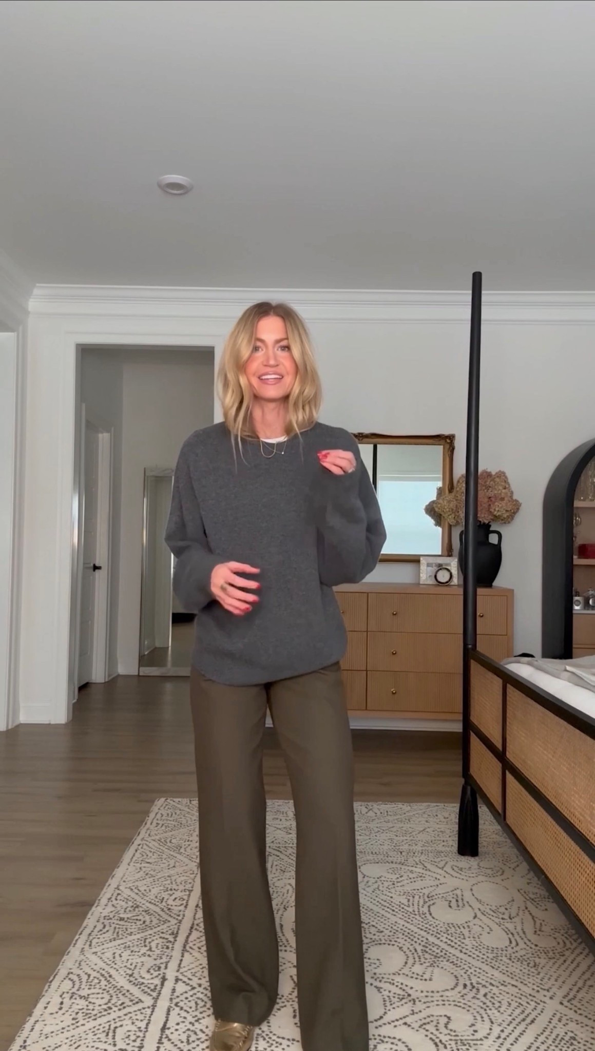 White crew neck tee: runs TTS, wearing a S
Cashmere sweater: runs oversized, wearing a M
Effortless trousers: run TTS, wearing a 2 
Gold penny loafers: run TTS 


#LTKgrwm #LTKHoliday #LTKootd