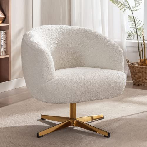 LukeAlon Modern Swivel Single Sofa Chair, Contemporary Faux Fur Living Room Chair with Metal Base... | Amazon (US)