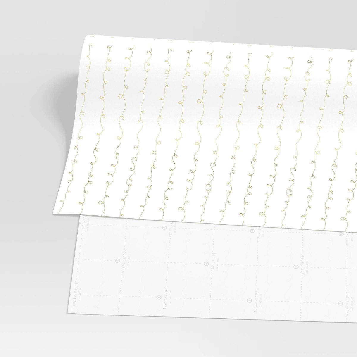 25 sq ft Gold Foil Curved Lines Gift Wrap White - Sugar Paper™ + Target | Target