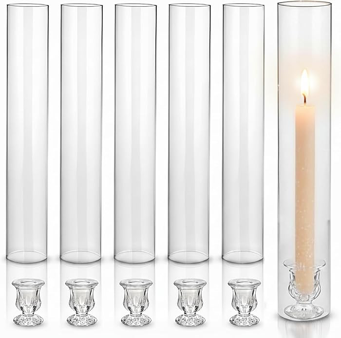 CHILL RECIPE Hurricane Glass Candle Holders-Set of 6 Tall Taper Candle Holder with 12\u201d Tall ... | Amazon (US)