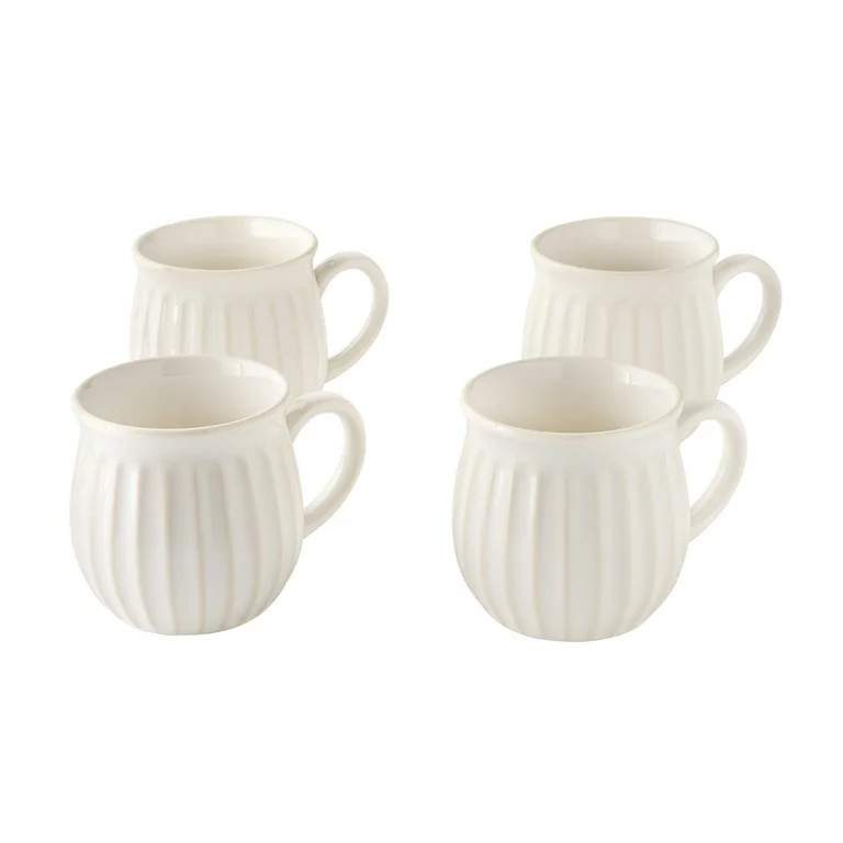The Pioneer Woman Colette 12 oz Cream Stoneware Mugs, Set of 4 | Walmart (US)