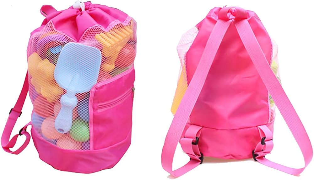 Large Beach Toys Mesh Bag,Adjustable Shoulder Strap, Drawstring, Beach Toy Bag For Children Used ... | Amazon (US)