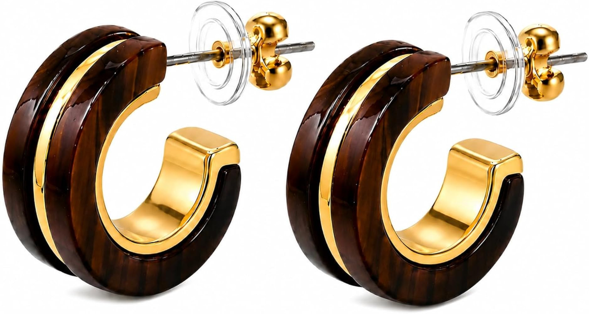Elevate14K Gold Plated Hoop Hypoallergenic Acetate Earrings for Women,Stainless Steel Post, Every... | Amazon (US)