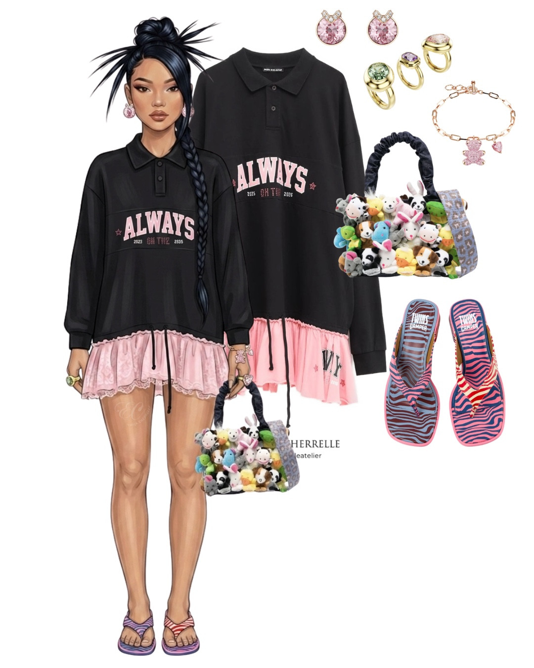Harajuku Barbie 🎌🏯💗🧸

✨💖 This outfit is a love letter to the whimsical, unapologetic uniqueness of Harajuku! A perfect clash of an edgy oversized jersey with a super-soft lace-trim skirt, and can we talk about the accessory curation? The custom bag is literally stuffed with plushies and these platform kitten-heels are a serious mood. Harajuku is an entire movement, and this fit captures it perfectly.

✔️ DM/Email for styling services
•
• Product Links in Bio 🔗 
• Save this post for future inspo
Follow @cherrelleatelier on IG for daily outfit inspiration

#virtualstylist  #harajukufashion #harajuku #FashionStylist #personalstylist


#LTKFestival #LTKootd #LTKSeasonal