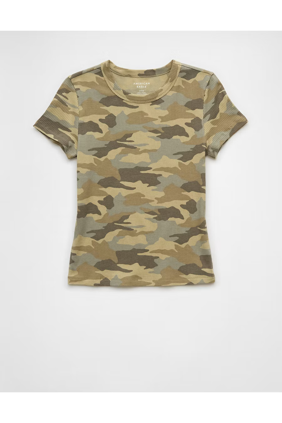 AE Camo Hey Baby Tee Women's Traditional Camo M | American Eagle Outfitters (US & CA)