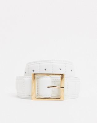ASOS DESIGN quilted hip and waist jeans belt in white | ASOS (Global)