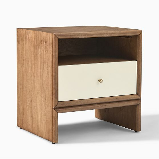 Miles 22"" Nightstand, Ivory Lacquer, Toasted Oak, Set of 2 | West Elm (US)