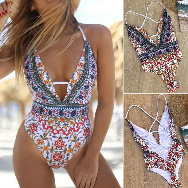 New Women One-Piece Swimsuit Beachwear Swimwear Push-up Monokini Bikini Bathing | Walmart (US)