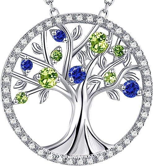Tree of Life Necklace for Women September Birthstone Blue Sapphire Pink Tourmaline Citrine Amethy... | Amazon (US)