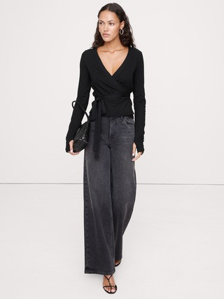 Ribbed Wrap Top | Banana Republic (US)