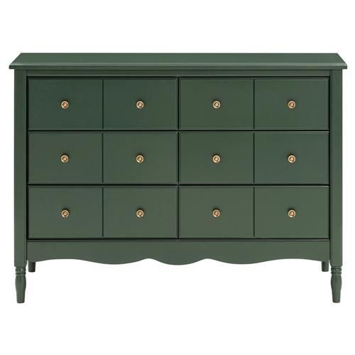 Namesake Liberty Modern Forest Green Pine Wood 6 Drawer Assembled Dresser | Kathy Kuo Home