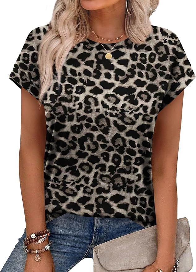 Alaroo Womens Summer Tops Short Sleeve Shirts Crew Neck Cute Trendy Tunic Blouses (S-3XL) | Amazon (US)