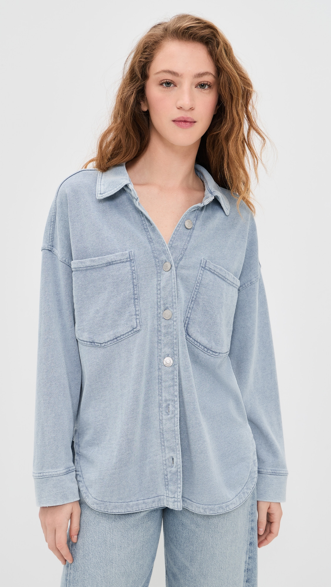 Z Supply All Day Knit Denim Shirt OCEAN AIR INDIGO XL | Shopbop