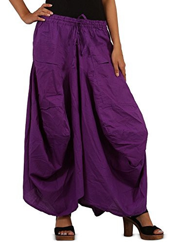 SARJANA HANDICRAFTS Women Cotton Solid Pockets Skirt Hippie Afghani Ethnic (Purple) | Amazon (US)