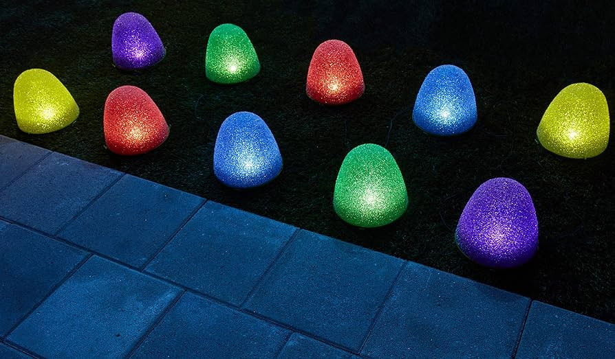 Set of 10-8" Tall Sugar Coated LED Gumdrop Christmas Pathway Lights - Electric | Amazon (US)