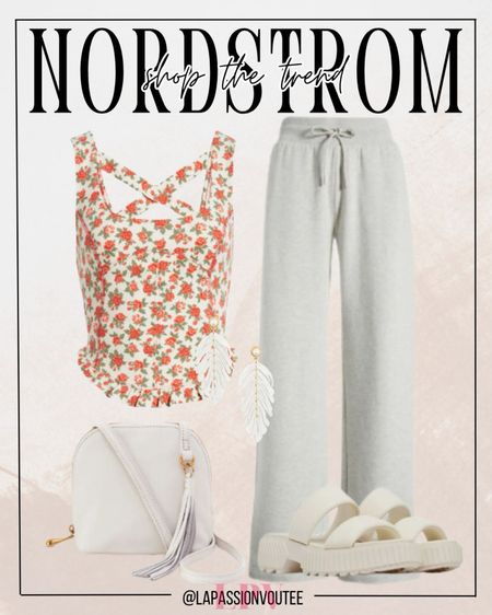 Experience laid-back luxury with Nordstrom's Shop the Trend: tank tops and wide-leg sweatpants for effortless comfort. Pair with leather crossbody bags and leaf earrings for a touch of chic sophistication. Complete your look with slide sandals for casual elegance wherever you go. Embrace relaxation in style!

#LTKSeasonal #LTKstyletip