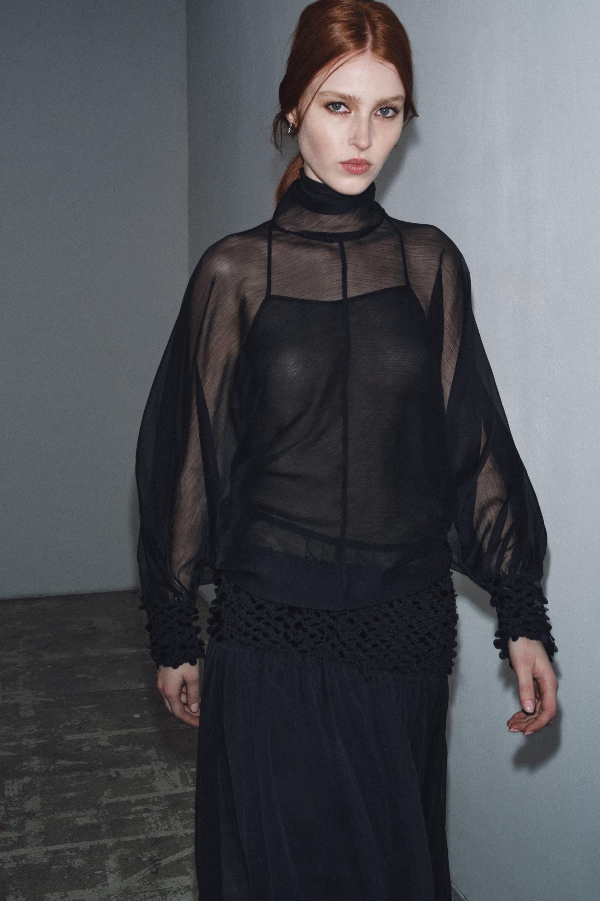 ZW COLLECTION SEMI-SHEER BLOUSE | Zara US