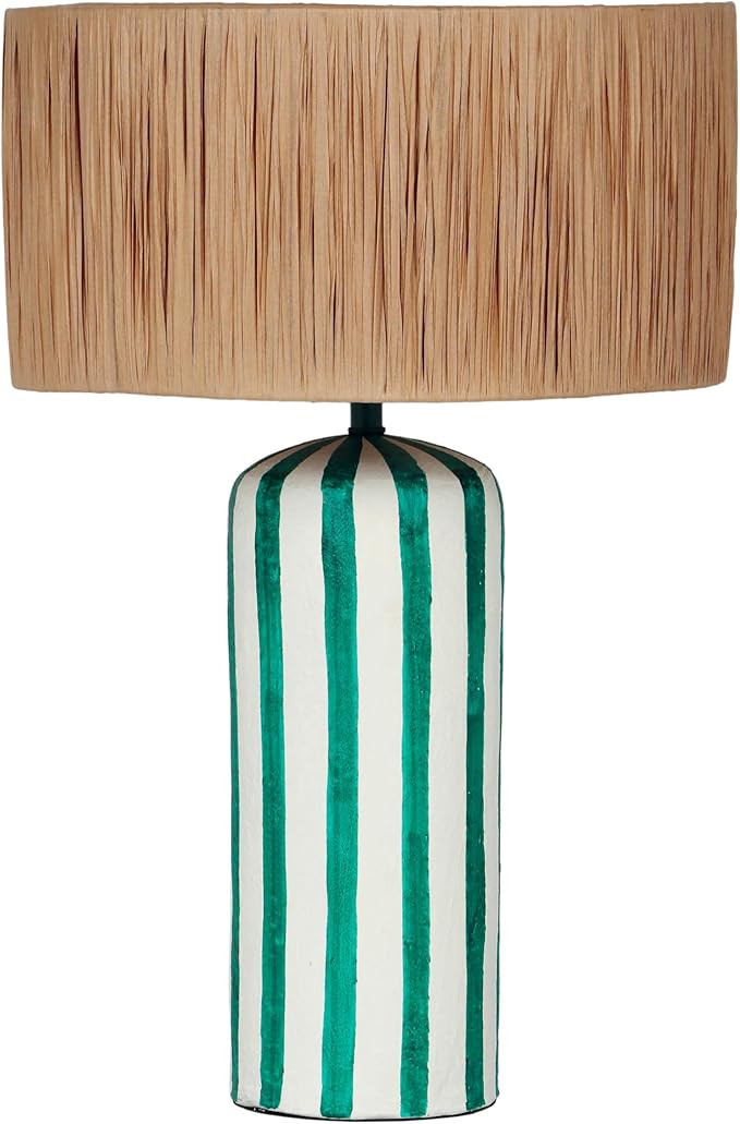 Tov Furniture Ravello Green Striped Papier Mache Table Lamp | Amazon (US)
