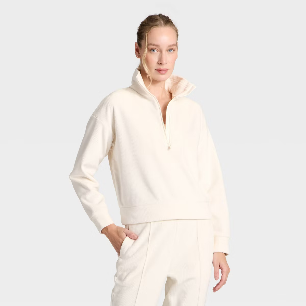Women's Velour Ribbed 1/2 Zip Sweatshirt - All In Motion™ | Target