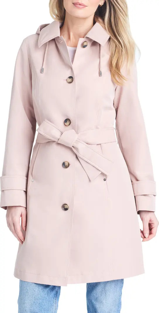 Single Breasted Hooded Water Resistant Trench Coat | Nordstrom