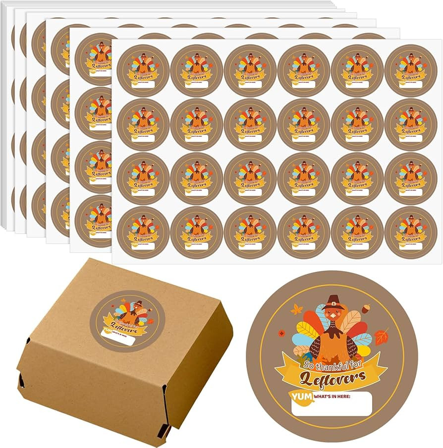 Marspark 240 Pcs Thankful for Leftovers Labels Stickers 2" x 2" Thanksgiving Circle Stickers Left... | Amazon (US)