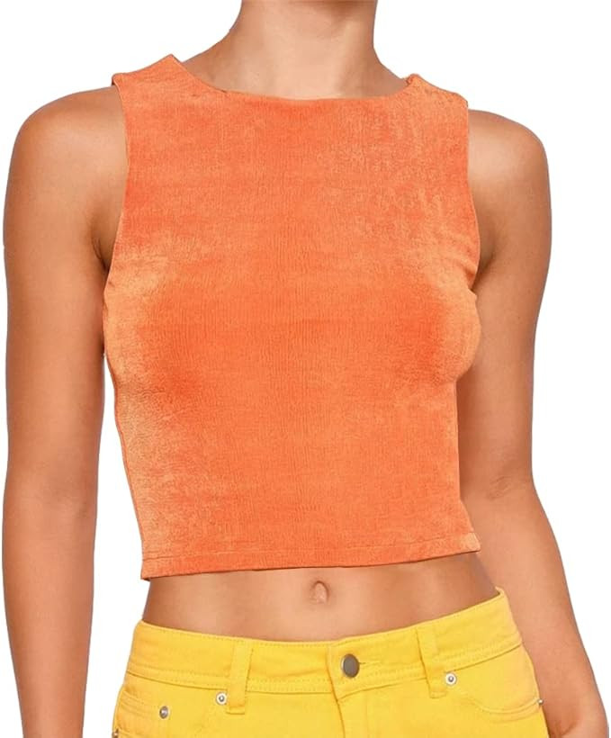 Artfish Women's Casual Basic Sleeveless Cropped Crew Neck Fitted Y2k Crop Tank Top | Amazon (US)