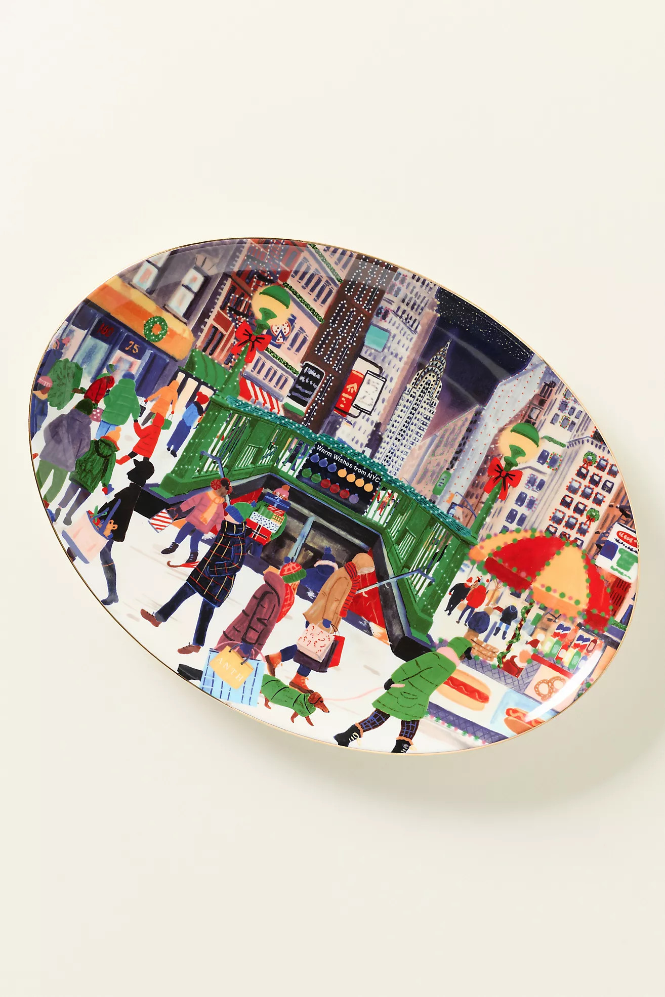 Holiday in the City Stoneware Platter | Anthropologie (UK)