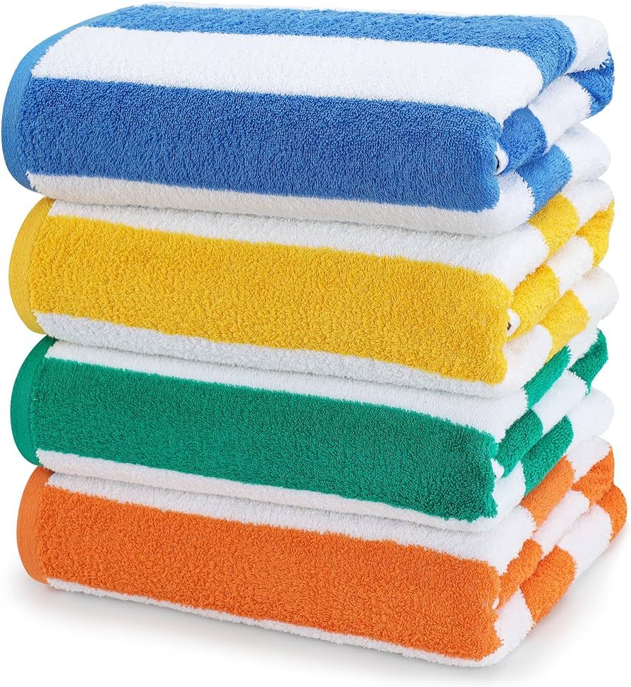 Utopia Towels [4 Pack Cabana Stripe Beach Towel, (30 x 60 Inches) Oversized 100% Ring Spun Cotton... | Amazon (US)