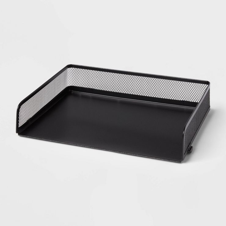 Mesh Stacking Letter Tray with Wide Side Opening Black - Brightroom™ | Target