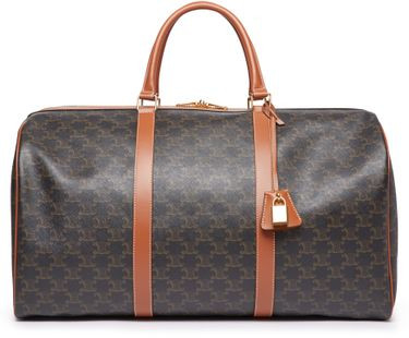 Large travel bag in triomphe canvas and calfskin | 24S US