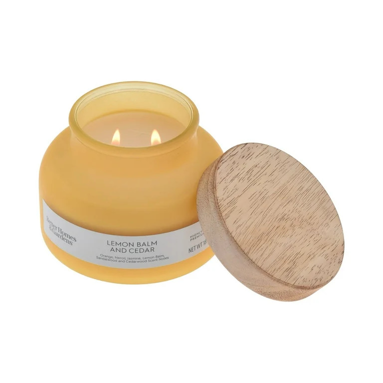 Better Homes & Gardens Lemon Balm & Cedar Scented 2-Wick 18oz (510.3 g) Frosted Jar Candle | Walmart (US)