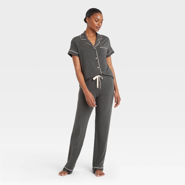 Women&#39;s Beautifully Soft Short Sleeve Notch Collar Top and Pants Pajama Set - Stars Above&#84... | Target